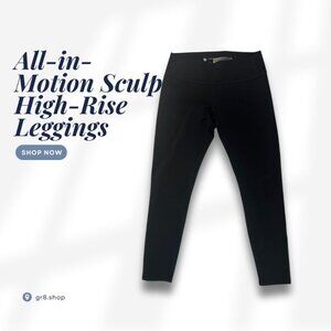All-In-Motion Sculpt High-Rise Black Leggings Size L Womens Activewear Made In V